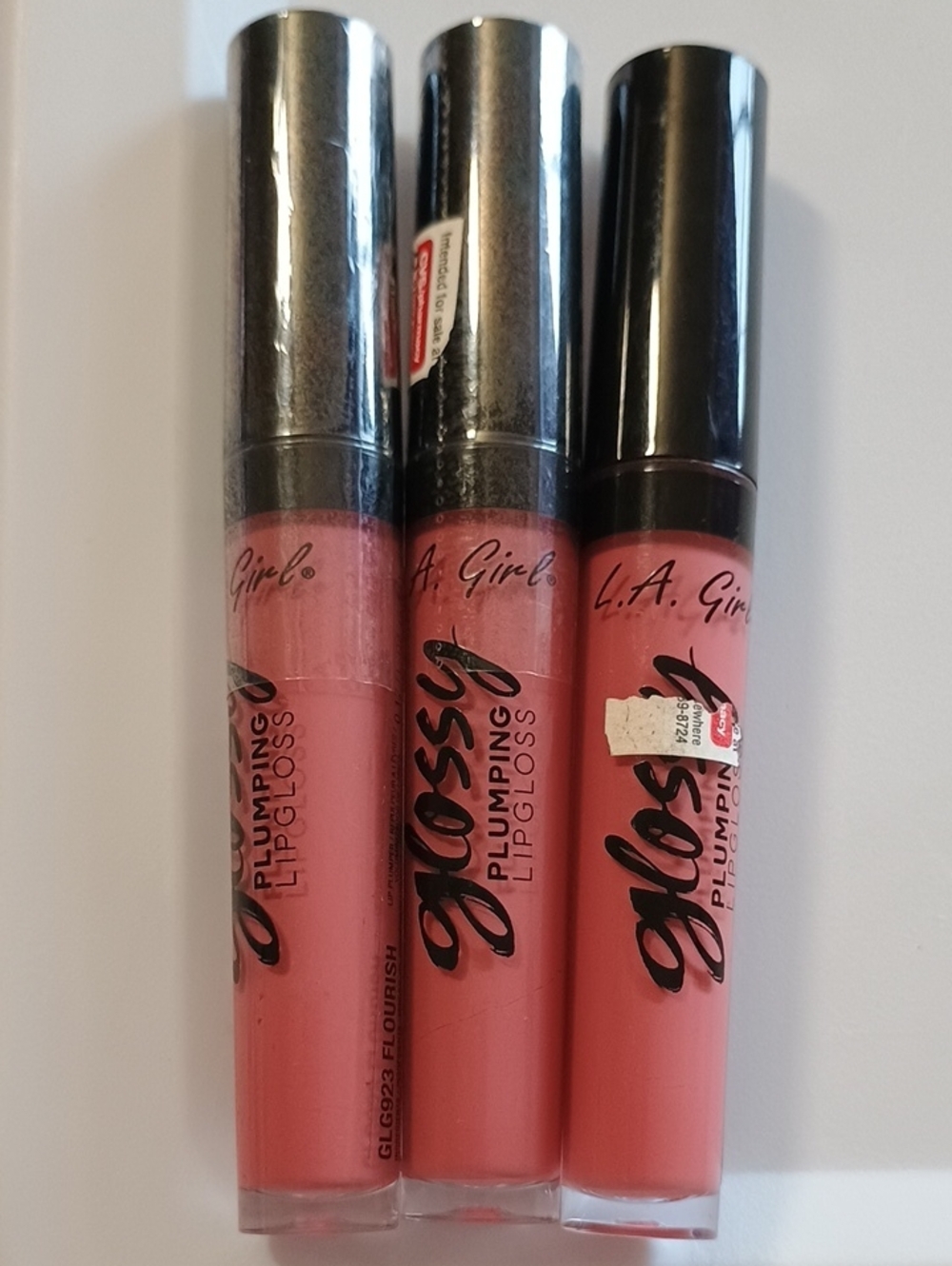 3 x LA Girl Glossy Plumping Lip Gloss, Flourish GLG923